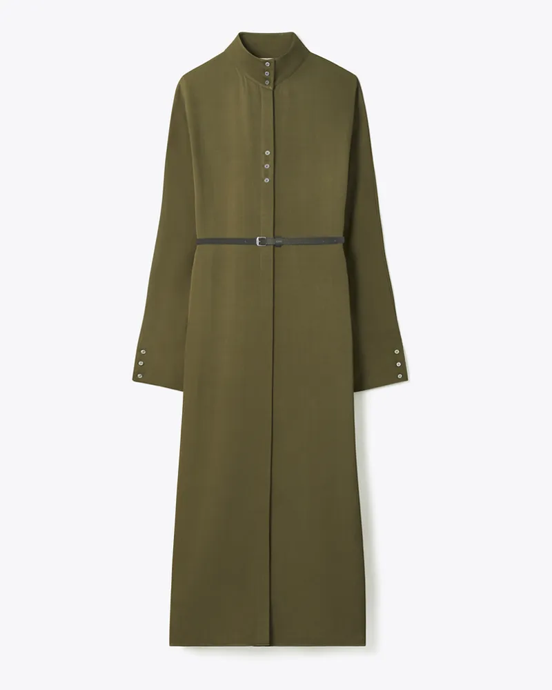 Tory Burch Damen Hemdkleid aus Satin Olive