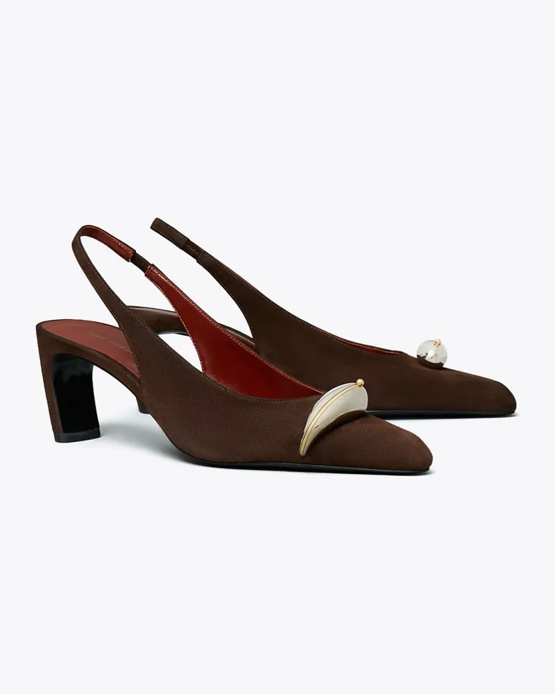 Tory Burch Slingback mit Absatz und Piercingdetail Dark