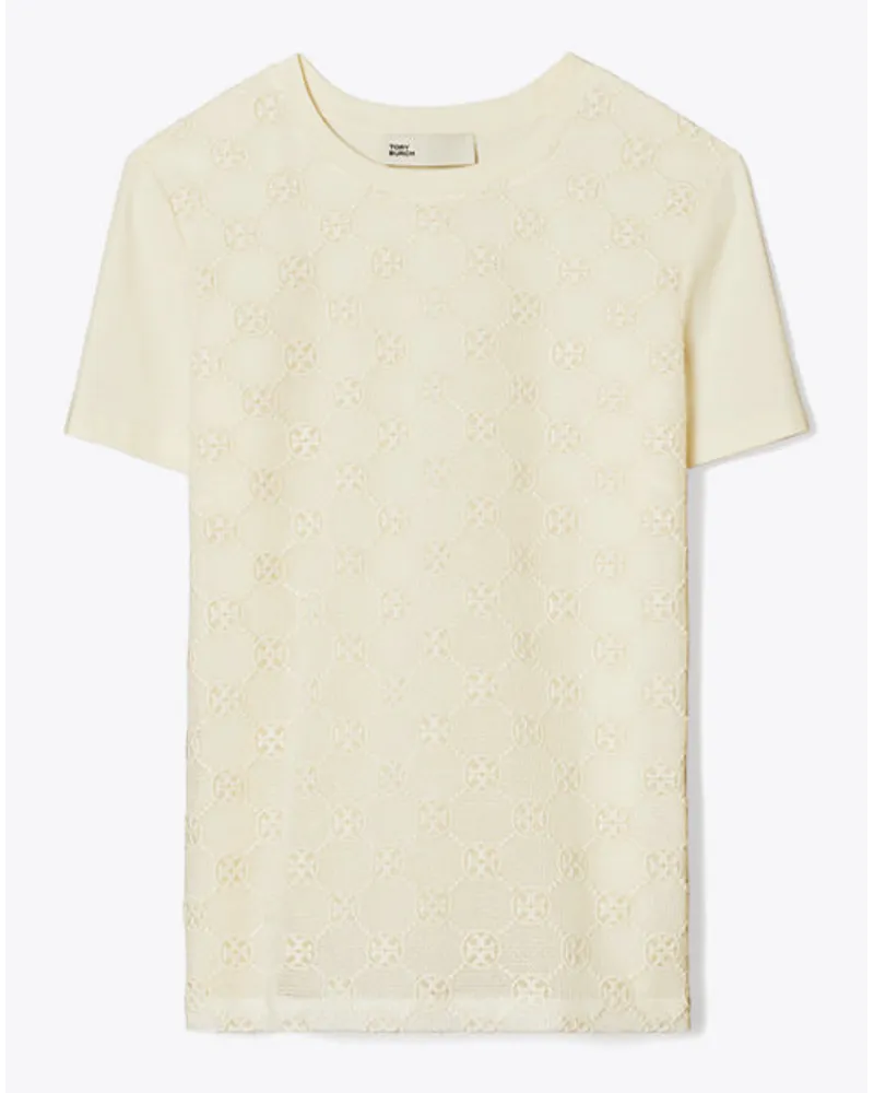 Tory Burch Logo Lace T-Shirt New