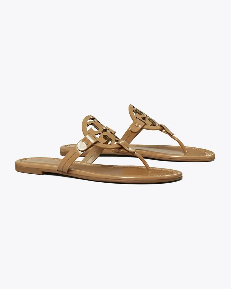 Tory Burch Damen Miller Sandale aus Lackleder in Beige Tan