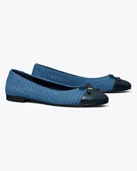 Tory Burch Cap-Toe Quilted Ballet Denim