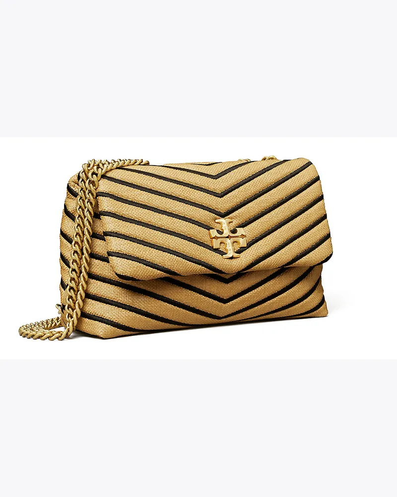 Tory Burch Kleine Kira Schultertasche Aus Weichem Stroh Mit Chevron-Steppung 