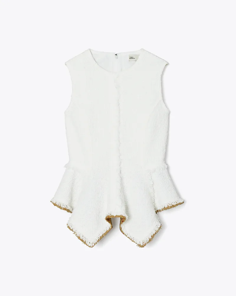 Tory Burch Damen Tweed-Oberteil aus Baumwolle Vanilla
