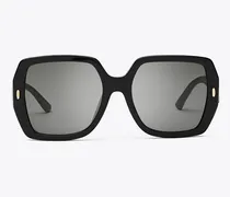 Damen Eckige Miller Oversize-Sonnenbrille in Schwarz/Grau
