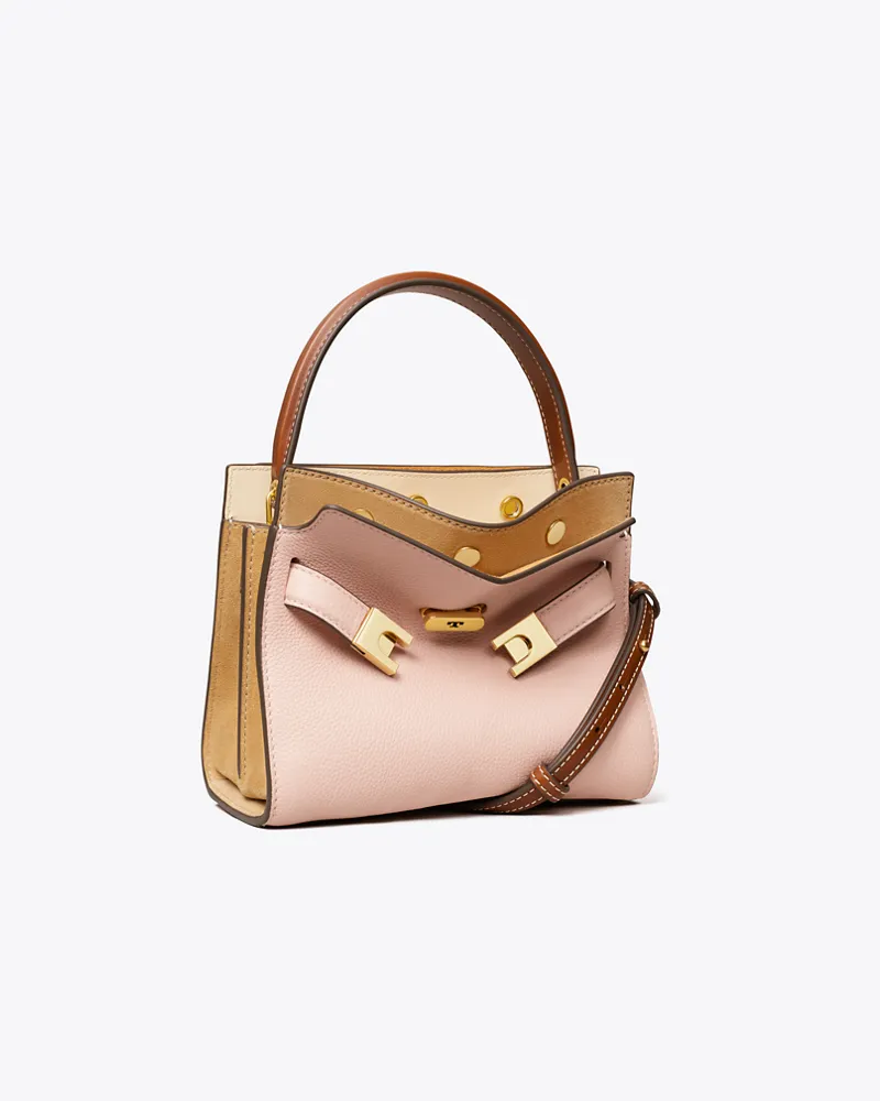 Tory Burch Damen Petite Lee Radziwill Double Bag aus Strukturleder Pink