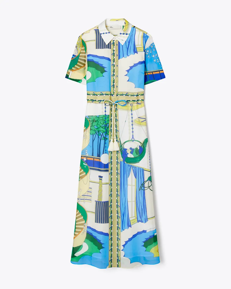 Tory Burch Damen Baumwollhemdkleid Green