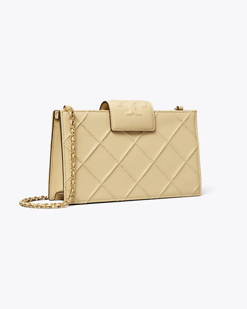 Tory Burch Damen Weiche Fleming Mini-Geldbörse mit Kettenriemen Vanilla