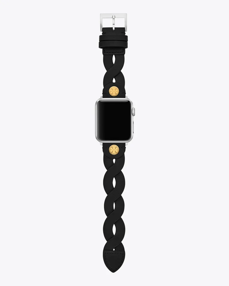 Tory Burch Damen Geflochtenes Armband für die Apple Watch Black