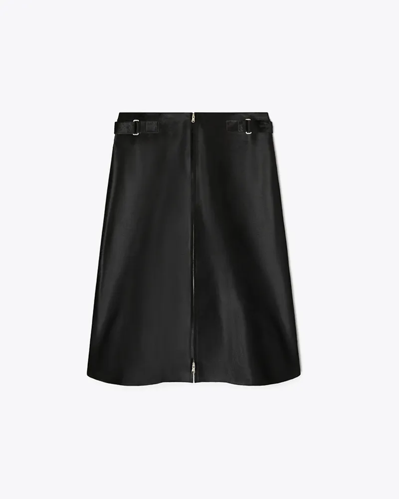 Tory Burch Damen Kalbshaarrock mit Reißverschluss vorne Black