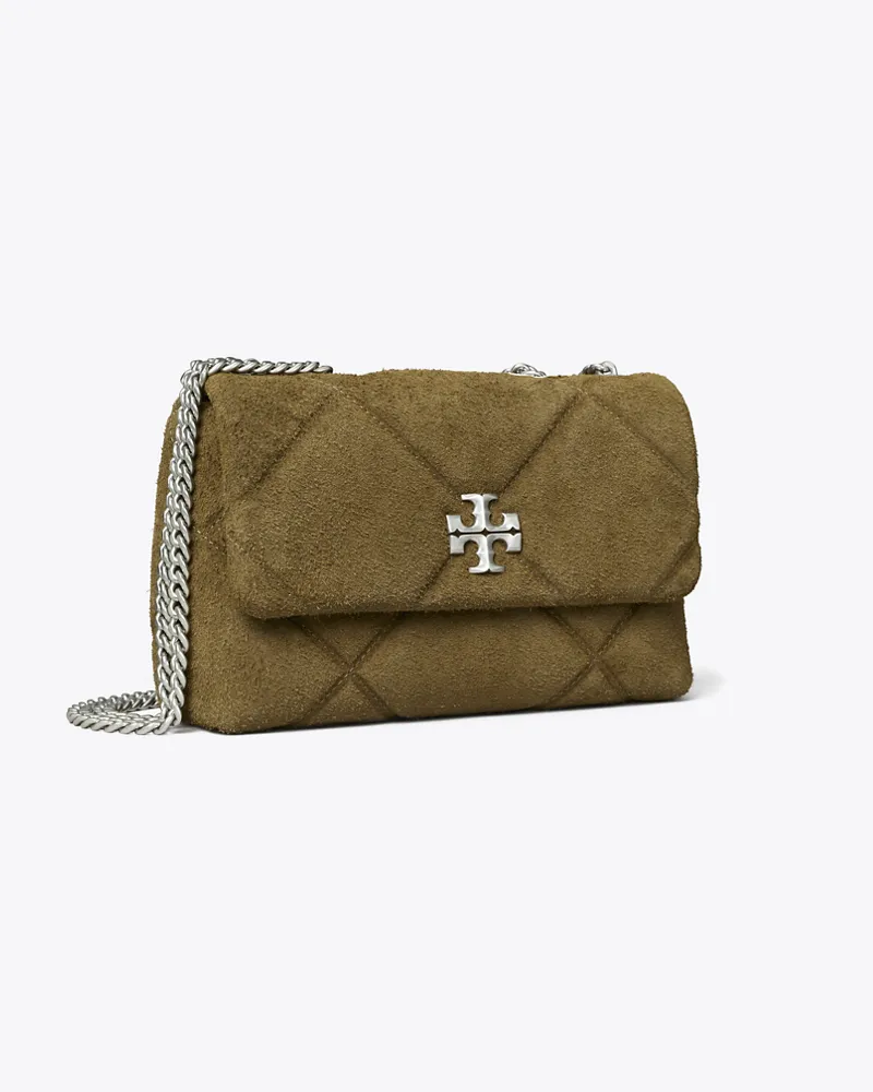 Tory Burch Damen Kira Schultertasche aus Wildleder mit Rautensteppung Deep
