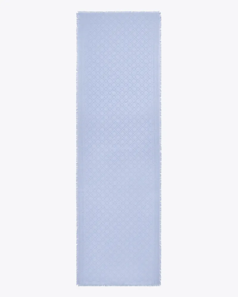 Tory Burch Damen Länglicher Jacquardschal mit T-Monogramm Blue
