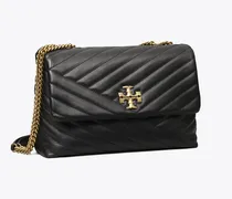 Damen Wandelbare Kira Schultertasche mit Chevron-Steppung in Schwarz/Gold