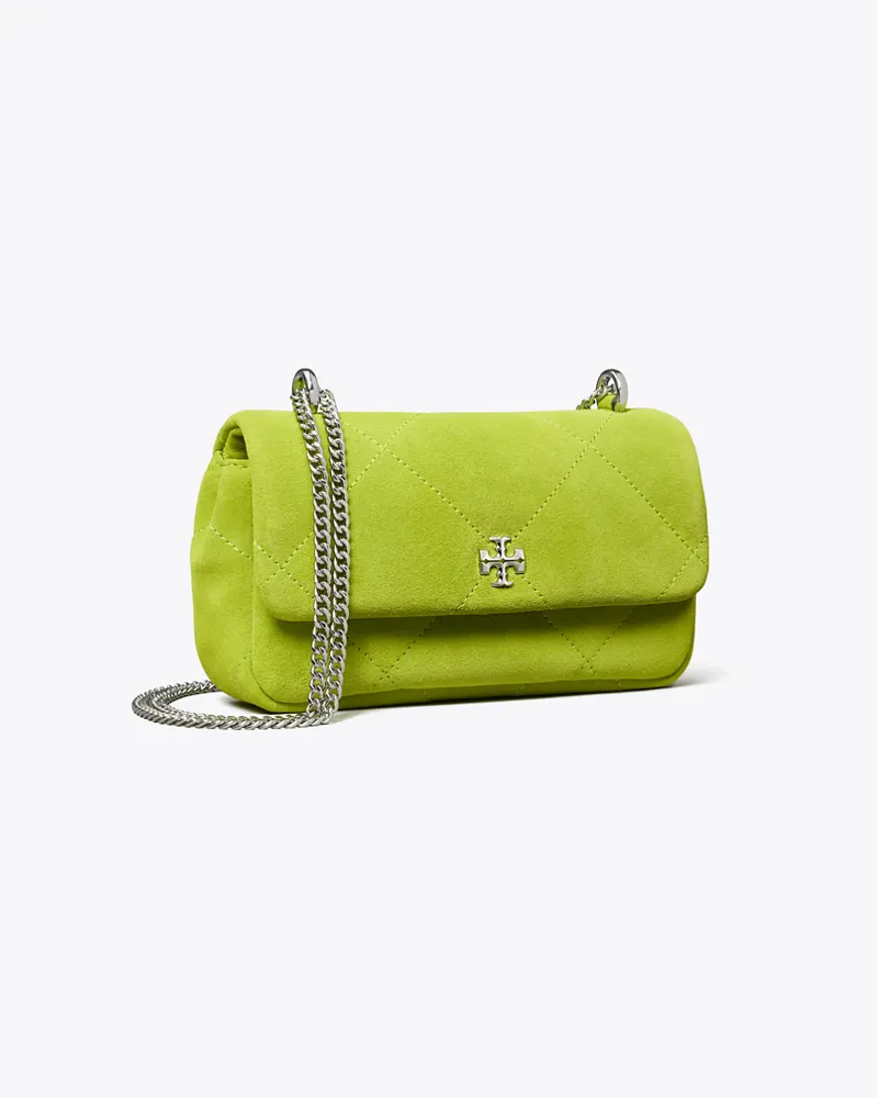 Tory Burch Damen Mini Kira Diamond Quilt Suede Flap Bag Bitter