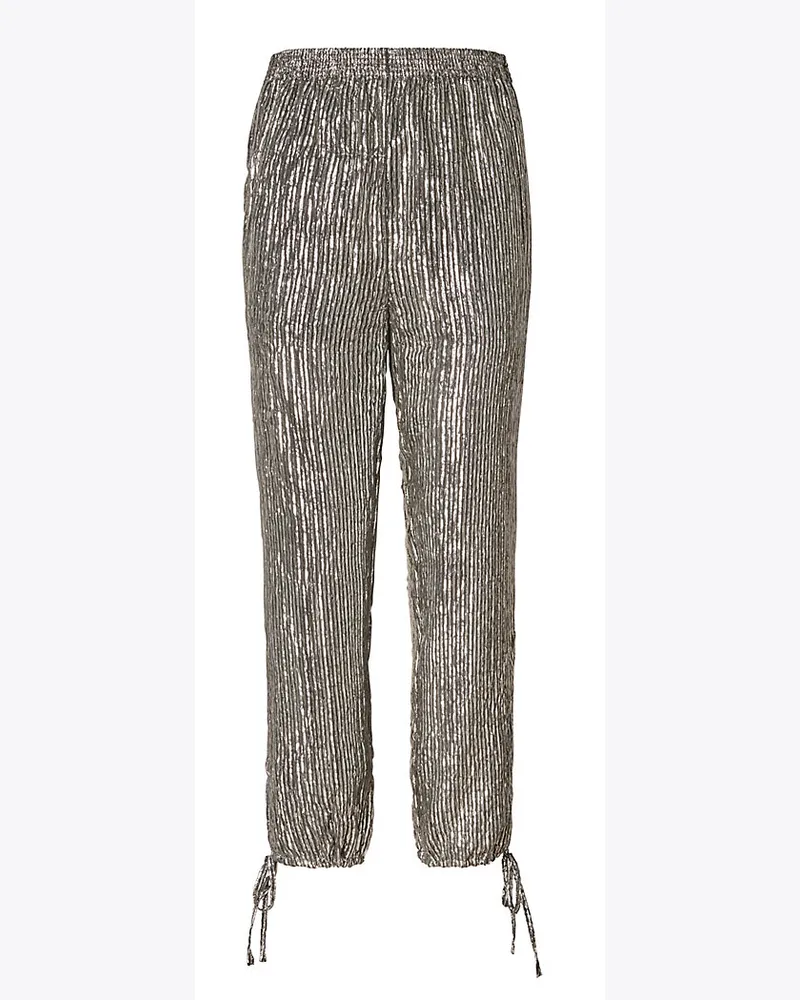 Tory Burch Gestreifte Lamé-Knitterhose Silver