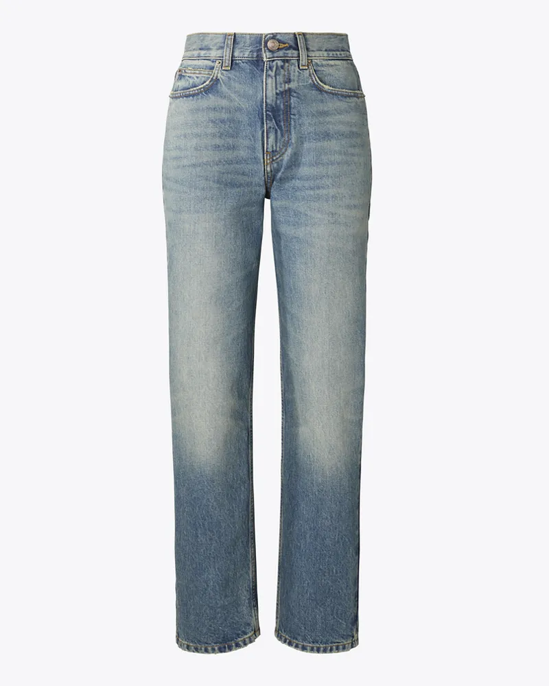 Tory Burch Damen Jeans mit geradem, weitem Bein Classic