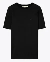 Tory Burch Embroidered Logo T-Shirt Black