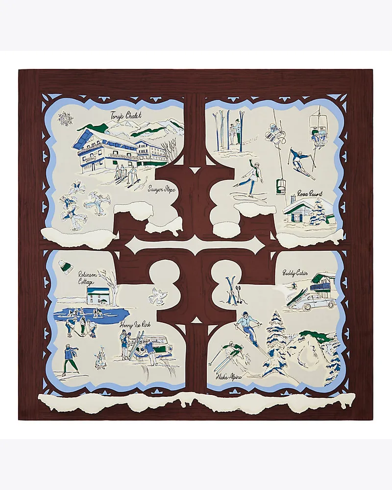 Tory Burch Quadratisches Tory's Chalet Seidentuch Vino