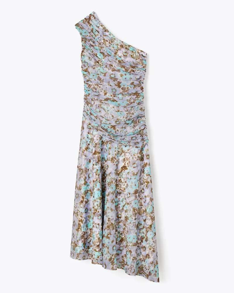 Tory Burch Damen Einschultriges Kleid mit Print Blue