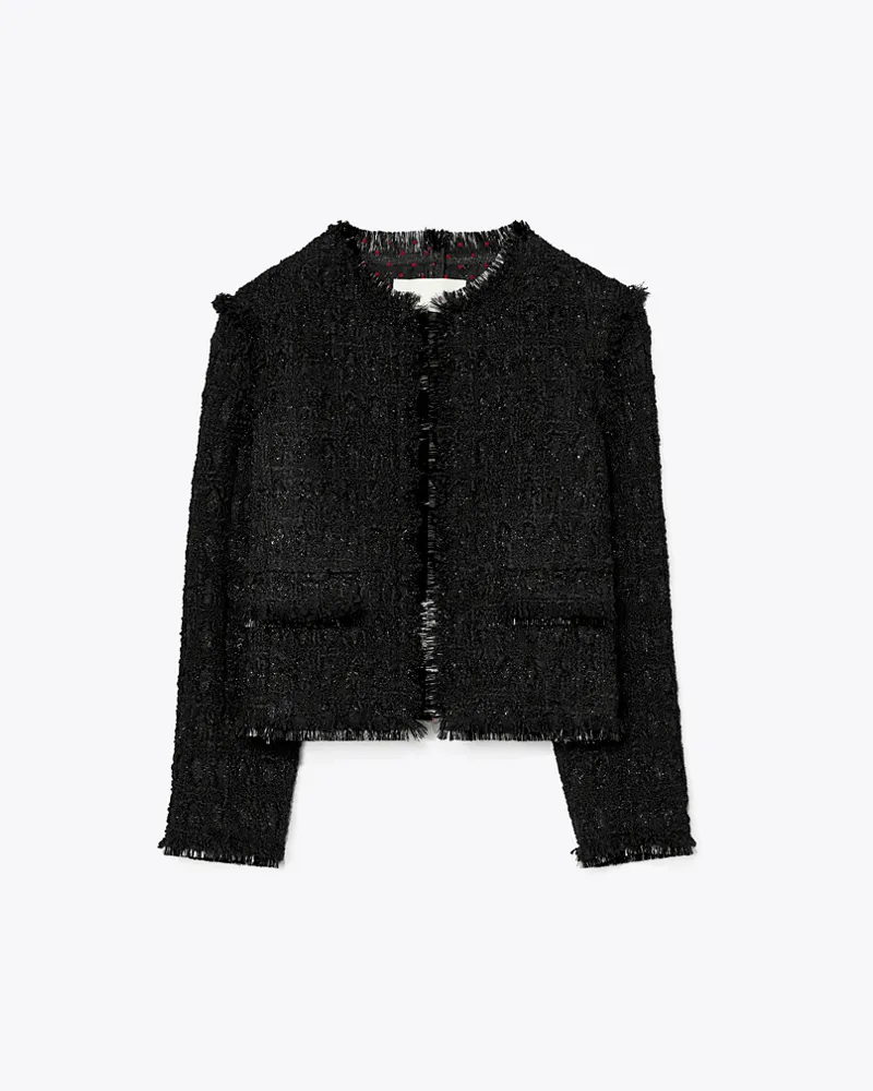 Tory Burch Damen Tinsel Tweedjacke Black