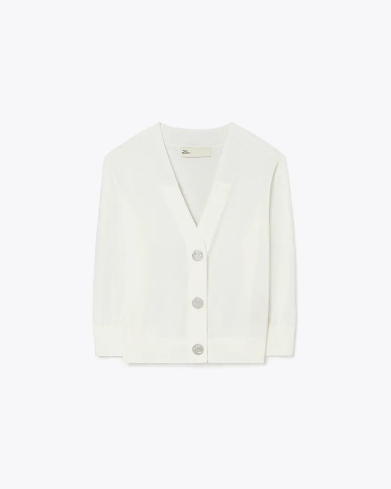 Tory Burch Damen Cotton Shrunken Cardigan White
