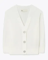 Tory Burch Cotton Shrunken Cardigan White