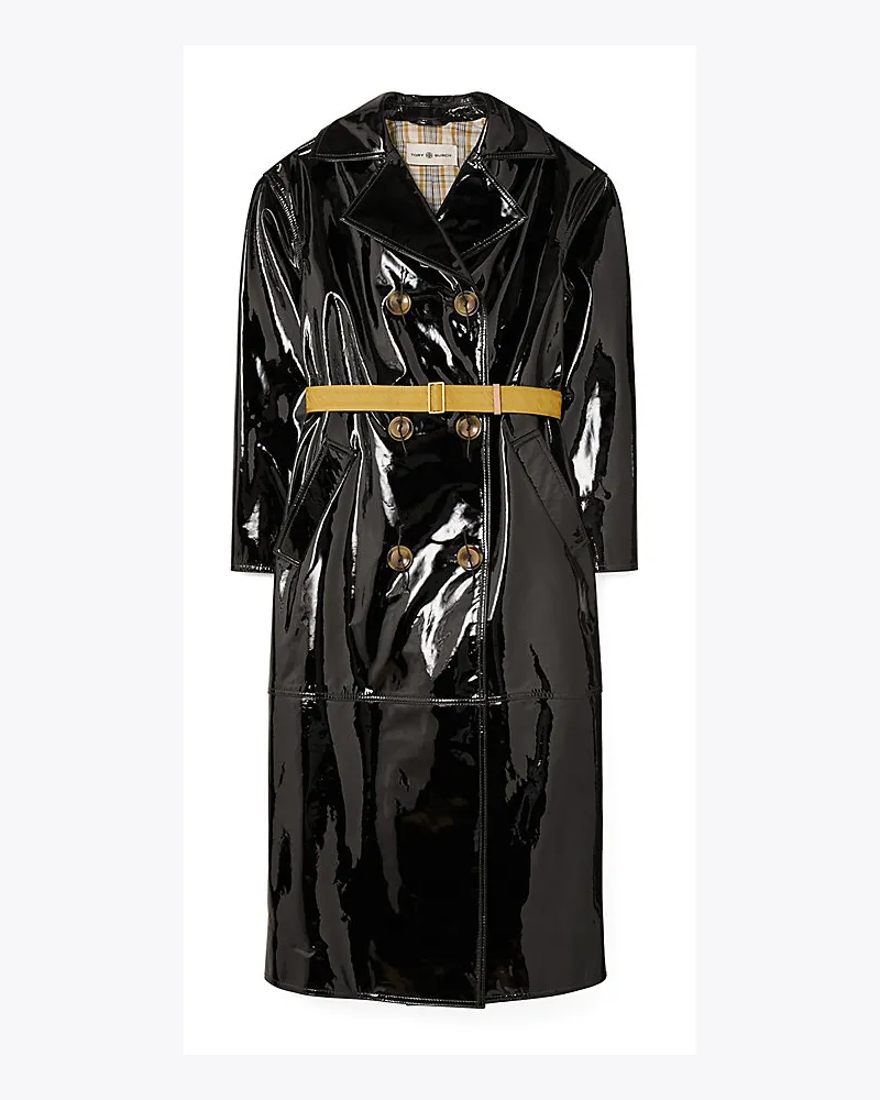 Tory Burch Trenchcoat In Lackoptik Black