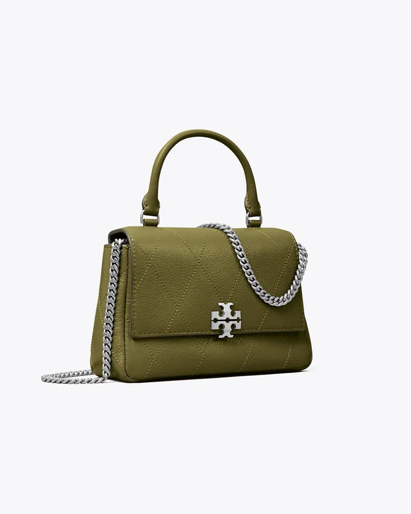 Tory Burch Gesteppte Mini Charlie Crossbody Bag mit Tragegriff oben Dark
