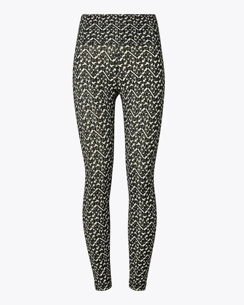 Tory Burch Damen Federleichte 7/8-Leggings mit hohem Bund und Print Mini