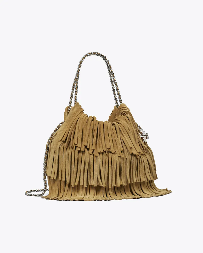 Tory Burch Damen Mini Fleming Hobo Bag mit Fransen Wild