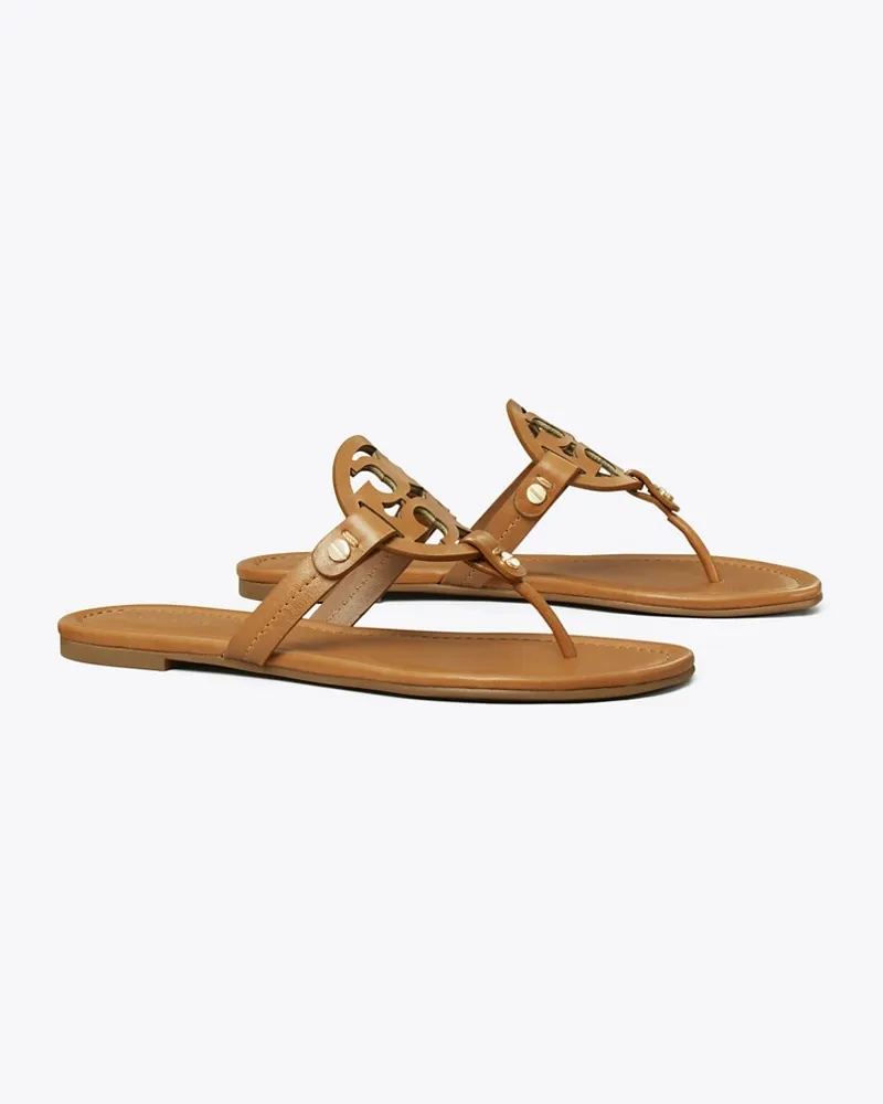 Tory Burch Damen Miller Sandale, Leder in Beige Vintage