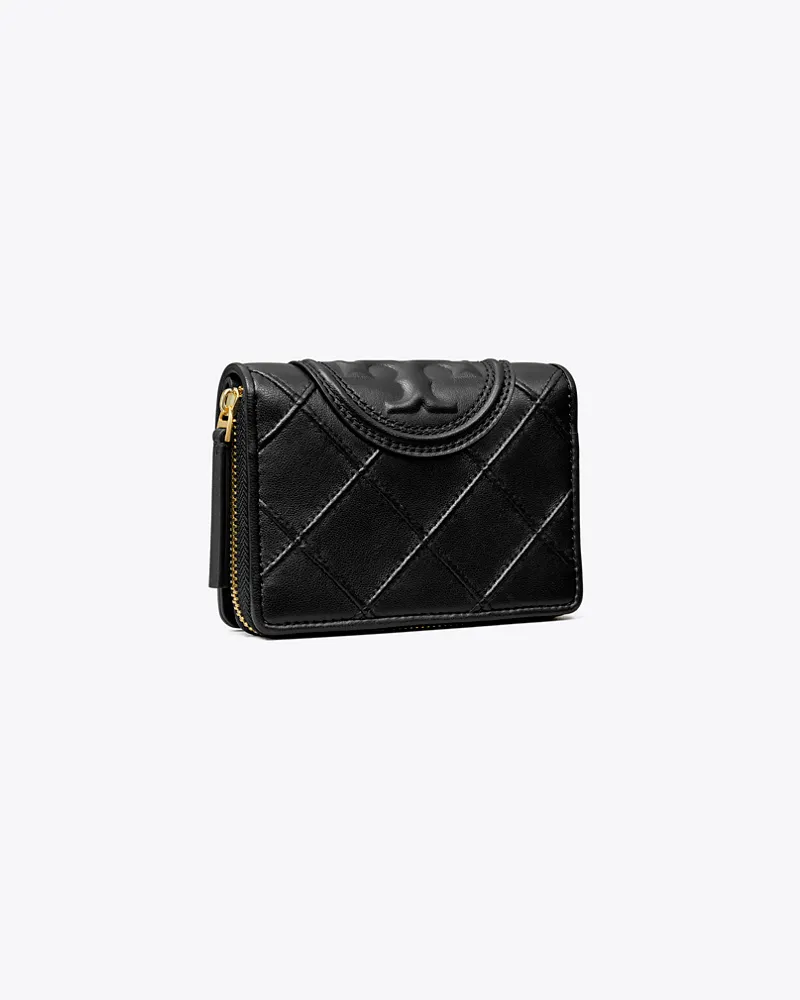 Tory Burch Damen Weiche, aufklappbare Fleming Geldbörse in Schwarz Black