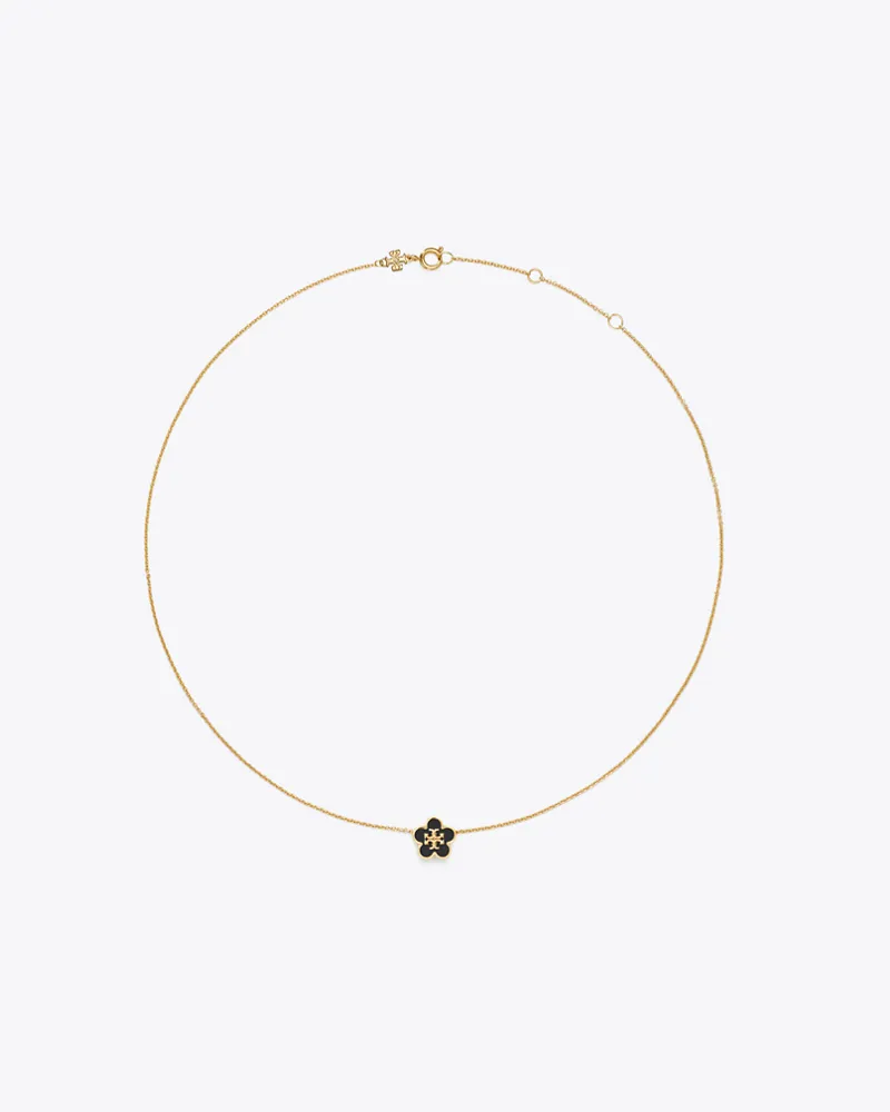 Tory Burch Damen Forget Me Not Halskette mit Blumenanhänger aus Emaille Tory
