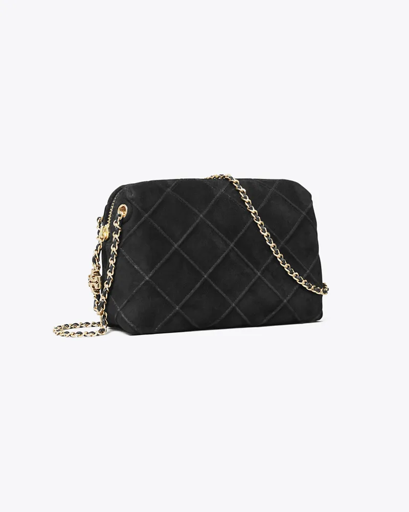 Tory Burch Damen Fleming Soft Suede Crossbody Bag Black