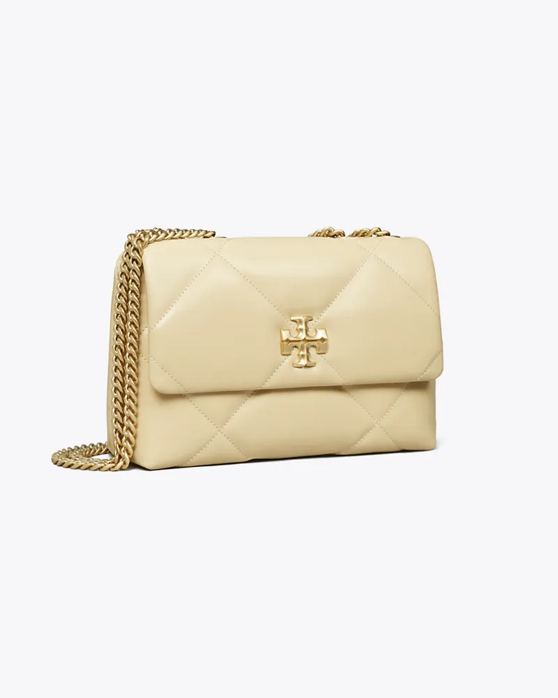 Tory Burch Damen Kleine, wandelbare Kira Schultertasche mit Rautensteppung Vanilla
