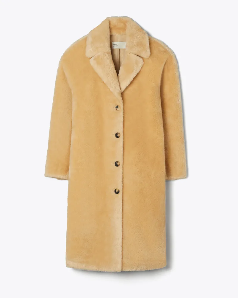 Tory Burch Mantel aus Lammfellimitat Oatmeal