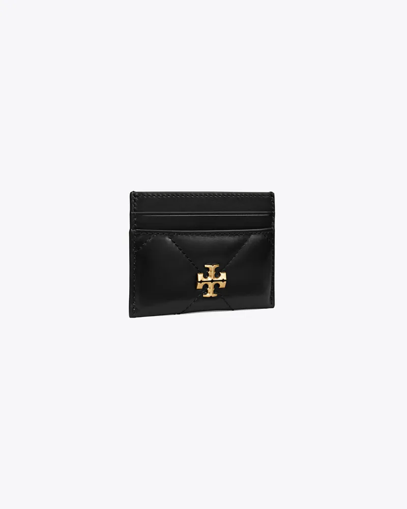 Tory Burch Damen Kira Kartenetui mit Chevronmuster und Rautensteppung Black