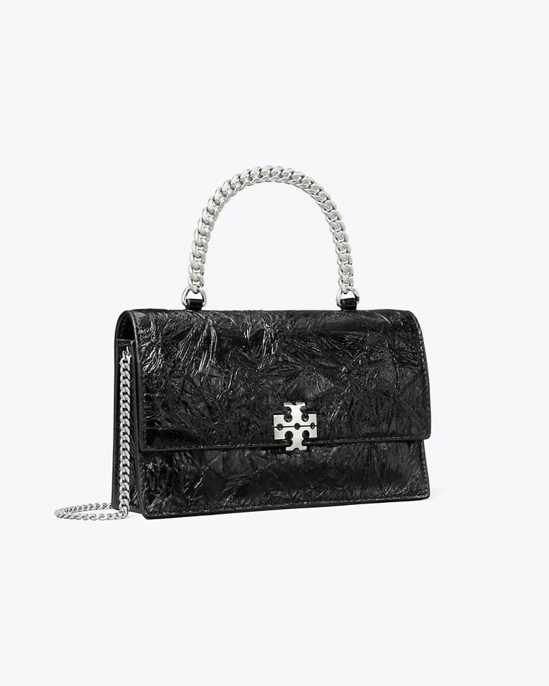 Tory Burch Gesteppte Mini Charlie Crossbody Bag im Used-Look mit Tragegriff oben Black