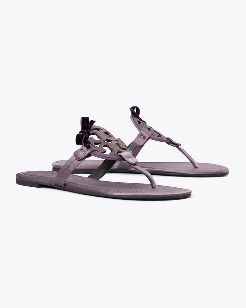 Tory Burch Miller Sandale aus Satin mit Schleife Grape