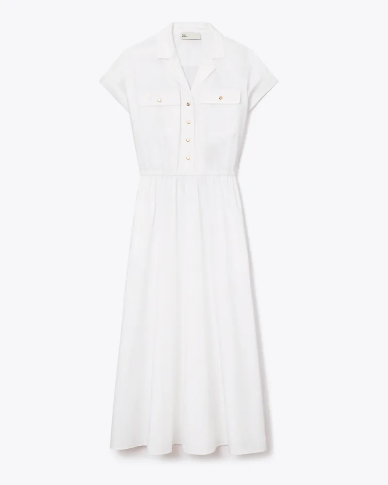 Tory Burch Damen Cotton Poplin Shirtdress White