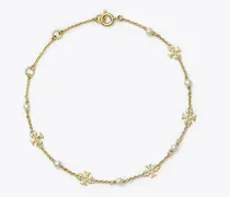 Damen Zartes Moondance Gliederarmband mit Perlen in Gold/Weiß