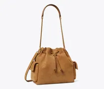 Damen Gesteppte Charlie Schultertasche aus Wildleder mit Tunnelzug