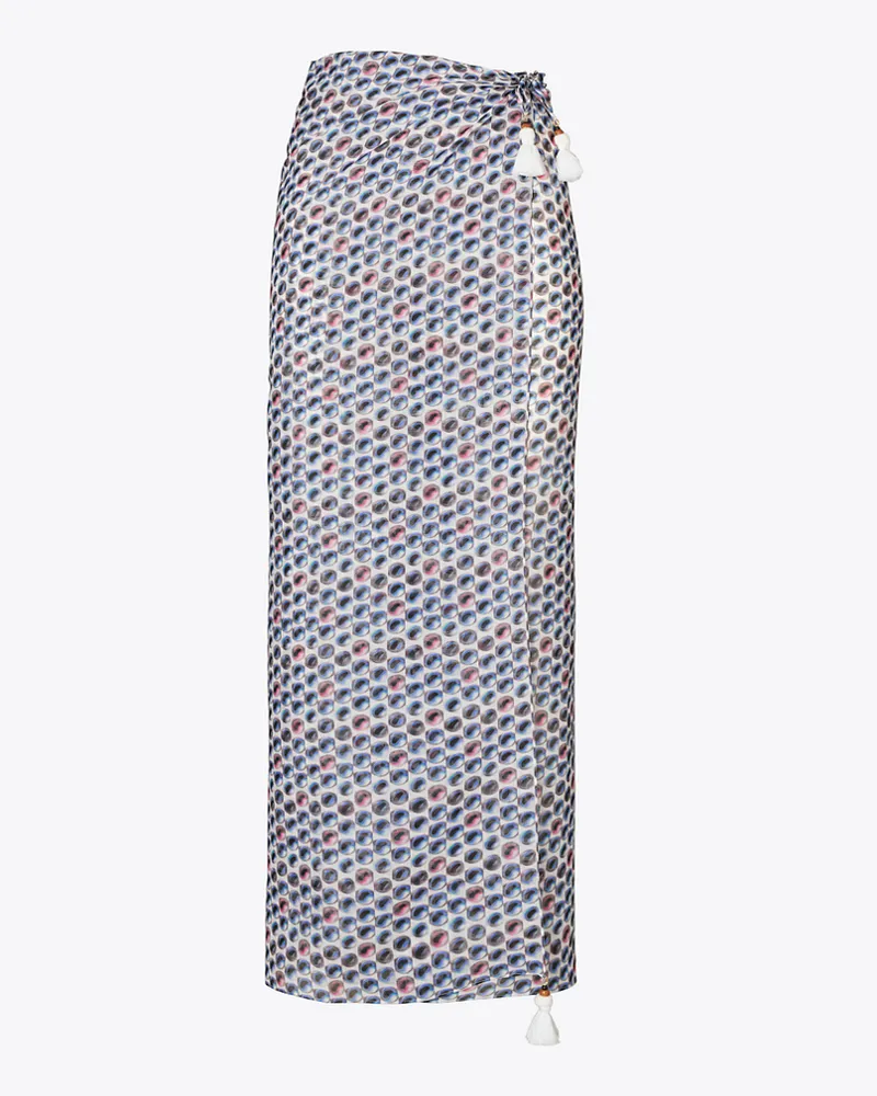 Tory Burch Damen Bedruckter Seidenpareo Blue