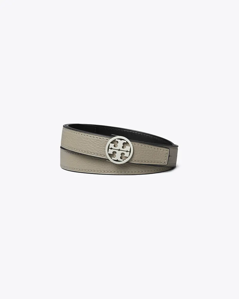 Tory Burch Damen 2,5 cm breiter Miller Wendegürtel in Grau/Schwarz/Silber Gray