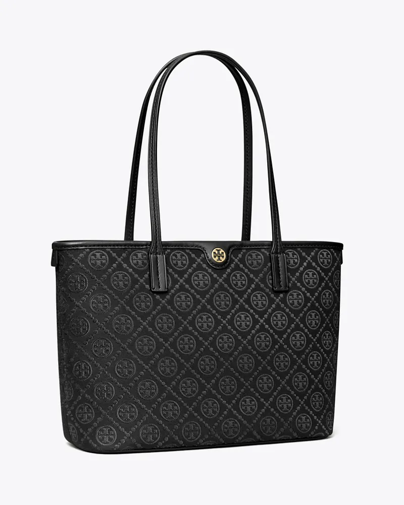 Tory Burch Damen Kleine Tote Bag mit T-Monogramm und Reißverschluss in Schwarz Black