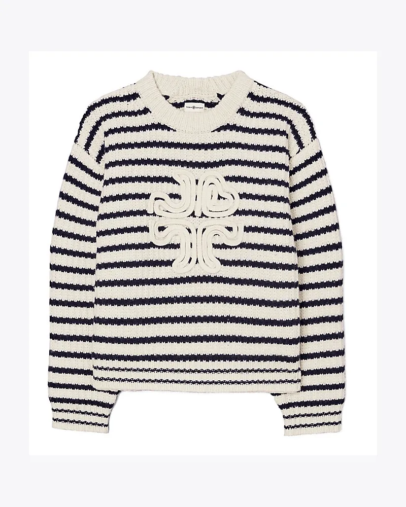 Tory Sport Merino Striped Logo Sweater Tory