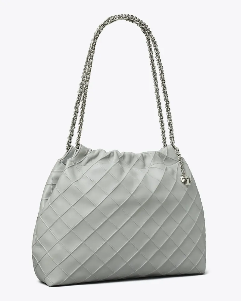 Tory Burch Damen Fleming Tasche mit Tunnelzug Gray