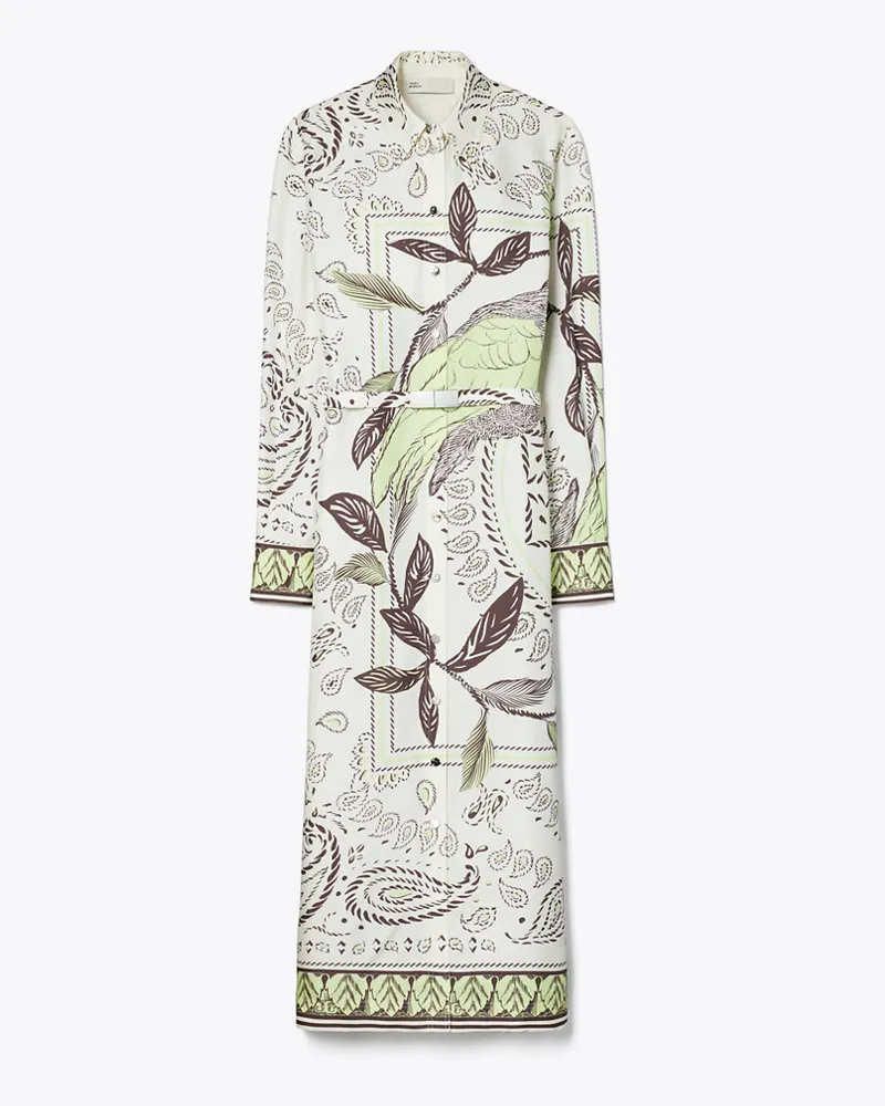 Tory Burch Damen Printed Silk Shirtdress Mint