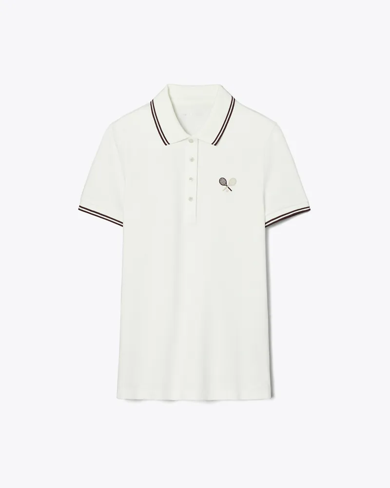 Tory Burch Damen Tennis-Poloshirt aus Funktionspiqué Snow