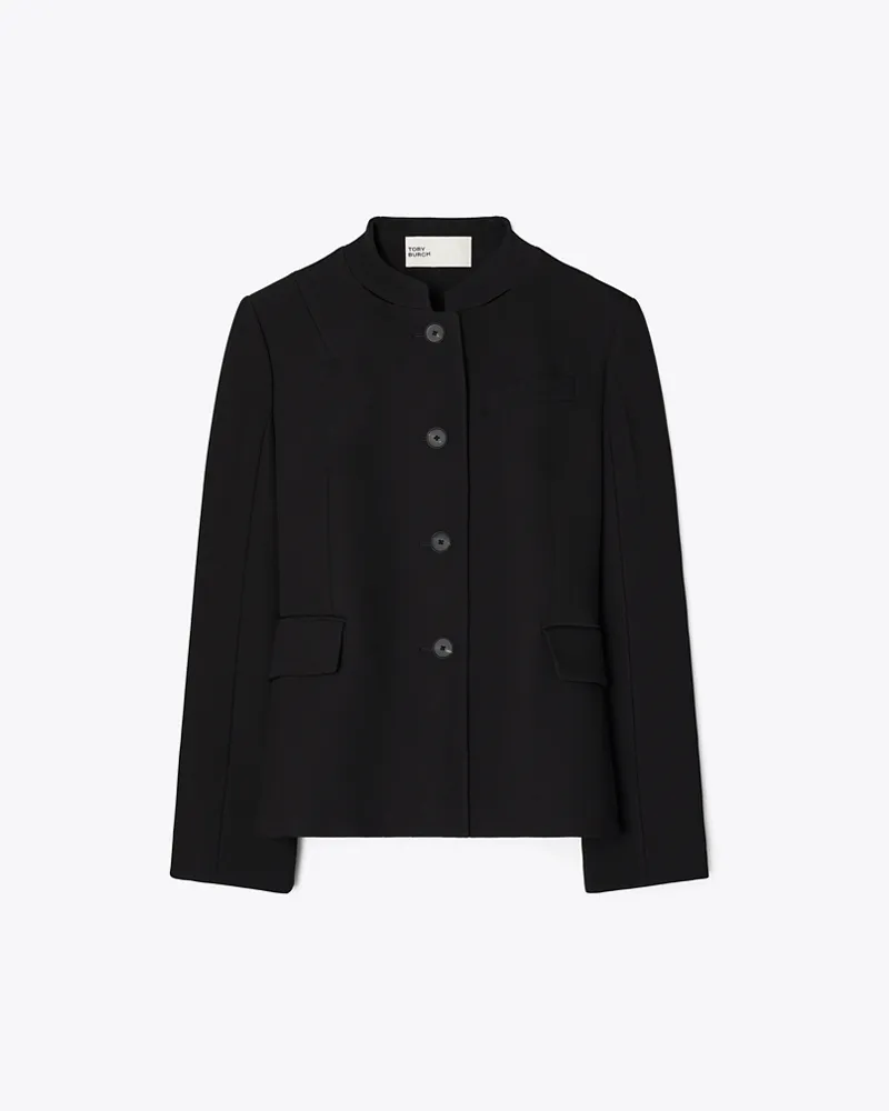 Tory Burch Damen Jacke aus Viskose- und Baumwollcrêpe Black