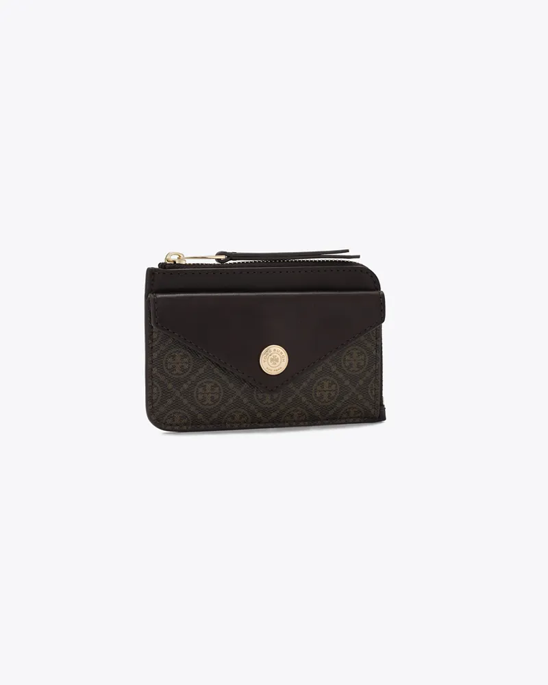 Tory Burch Damen T Monogram Coated Canvas Envelope Zip Card Case French